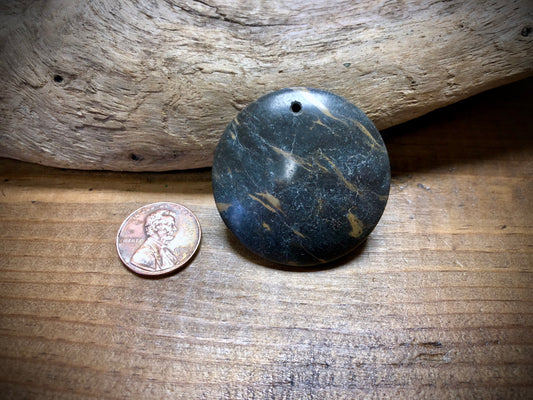 Brown Portoro Marble Stone Pendant - Round