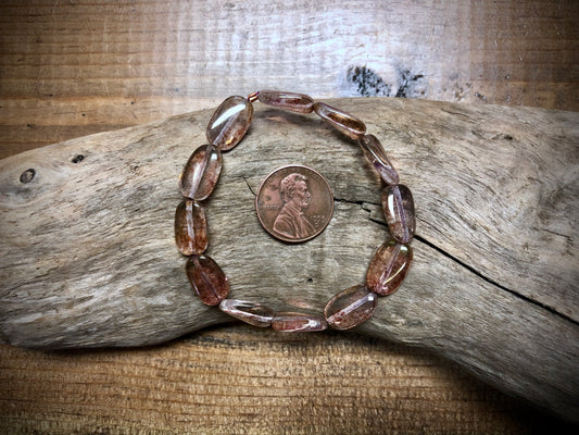 Fire Polished Vintage Czech Glass Strand - Flat Ovals