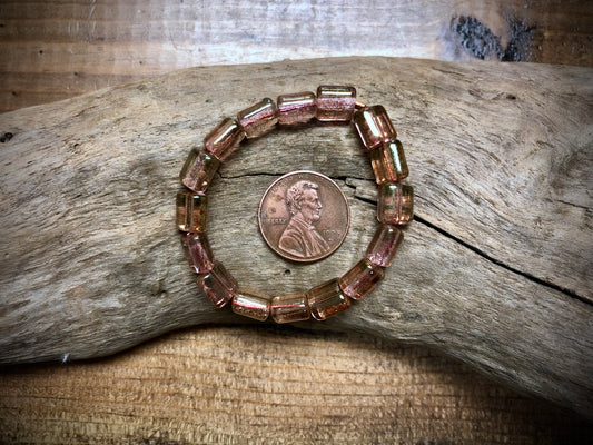 Fire Polished Vintage Czech Glass Strand - Flat Tubes