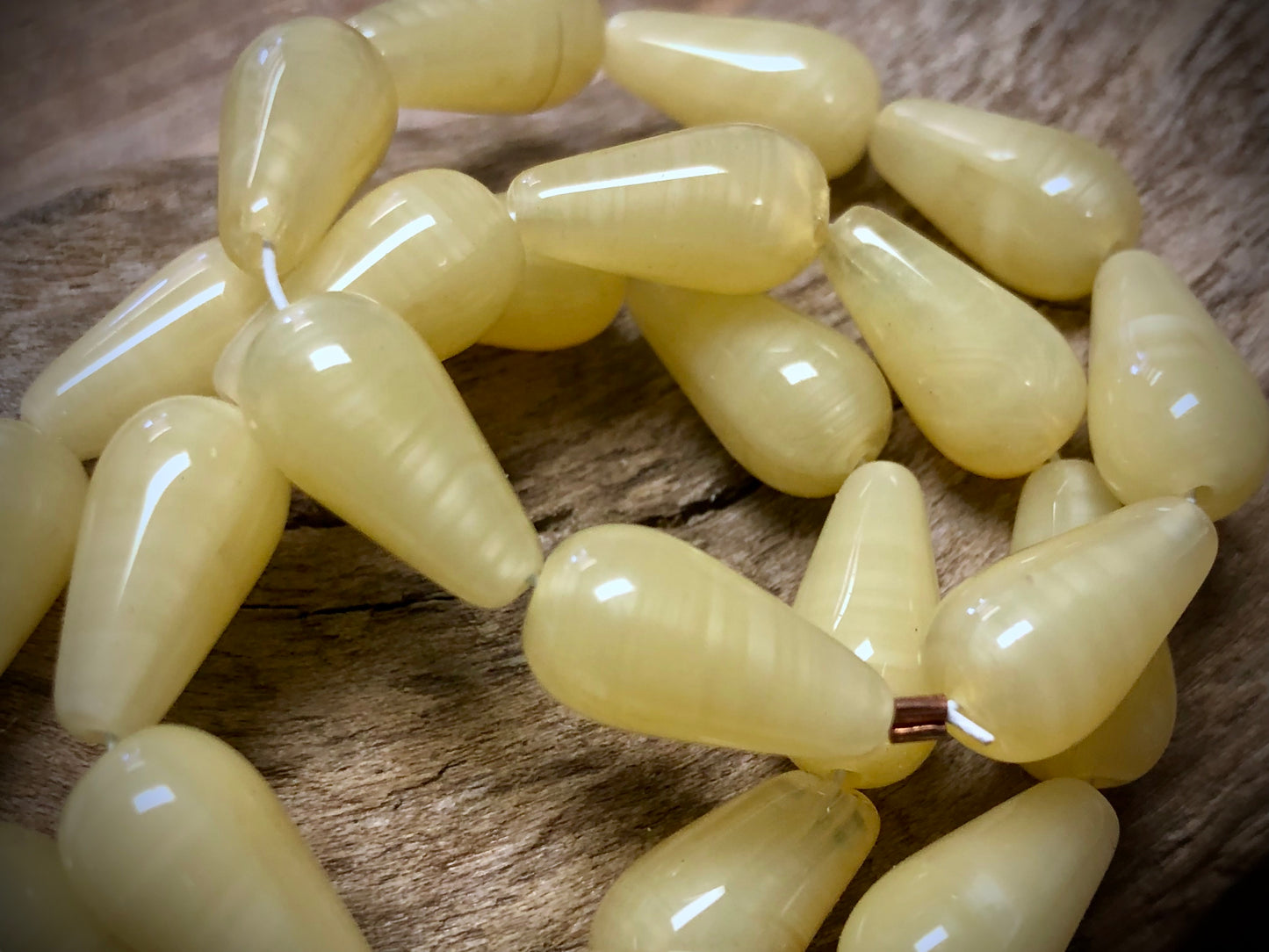 Vintage Czech Glass Strand - Cream Drops
