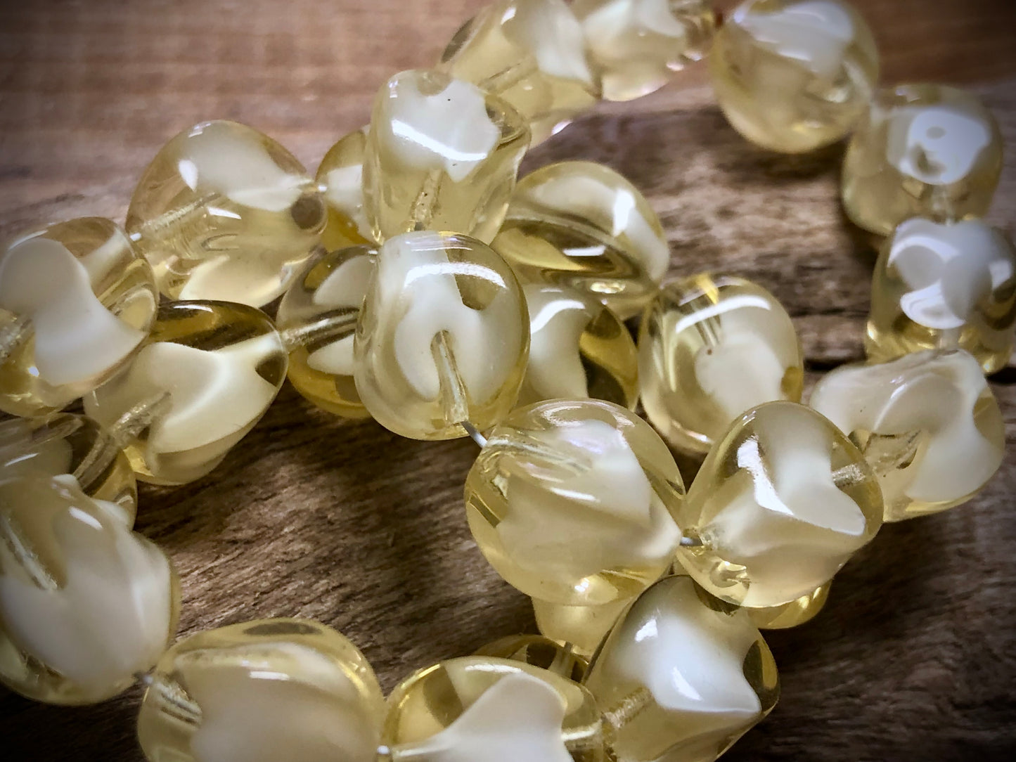 Vintage Czech Glass Strand - Cream Twists