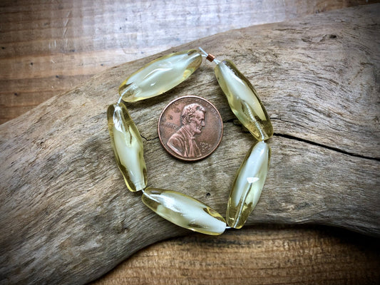 Vintage Czech Glass Strand - Cream Twisted Ovals