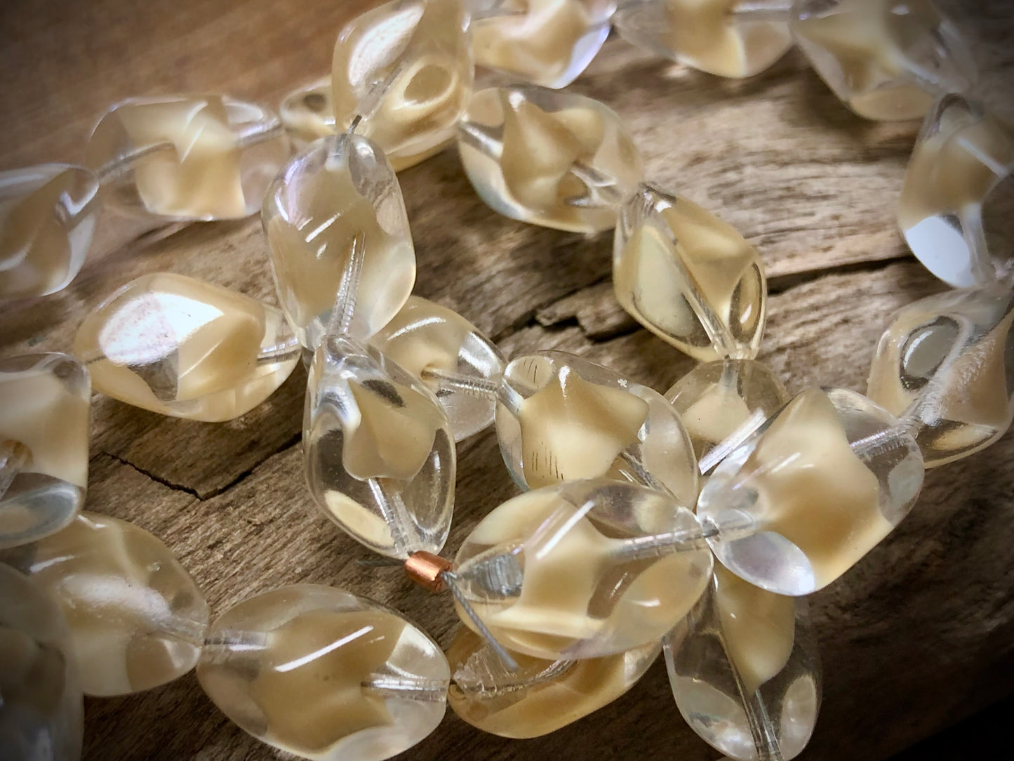 Vintage Czech Glass Strand - Beige Twists