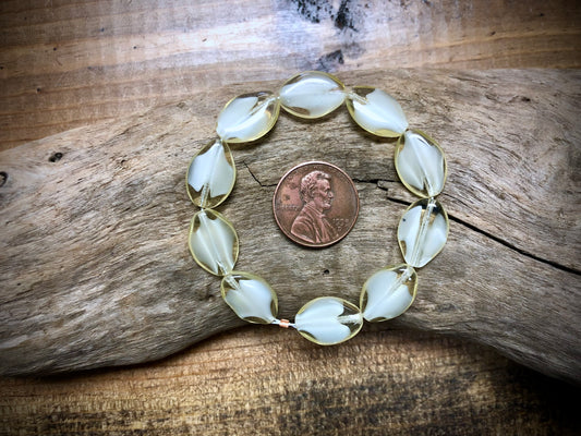 Vintage Czech Glass Strand - Cream Flat Drops - Small