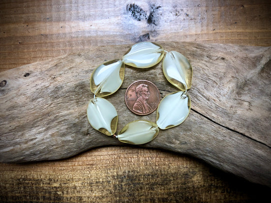 Vintage Czech Glass Strand - Cream Flat Drops - Large