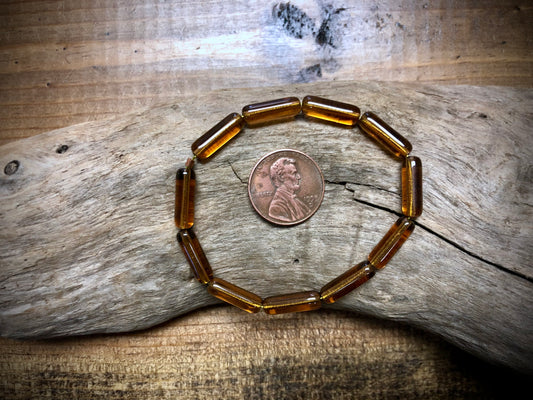 Vintage Czech Glass Strand - Brown Tubes