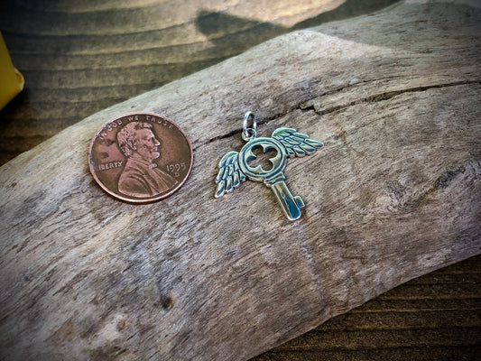 Sterling Winged Key Charm