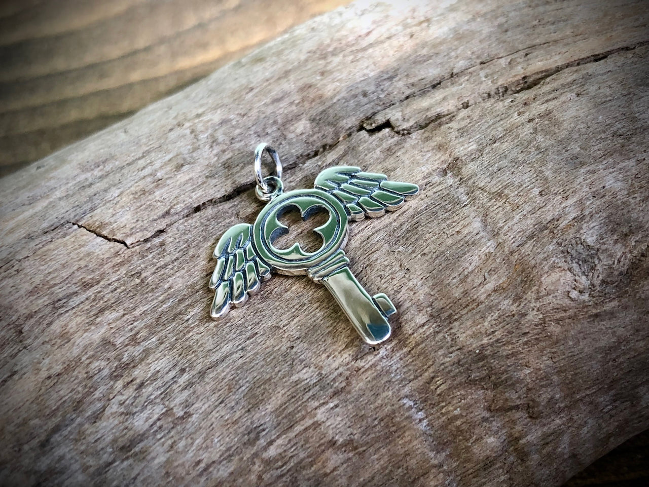 Sterling Winged Key Charm