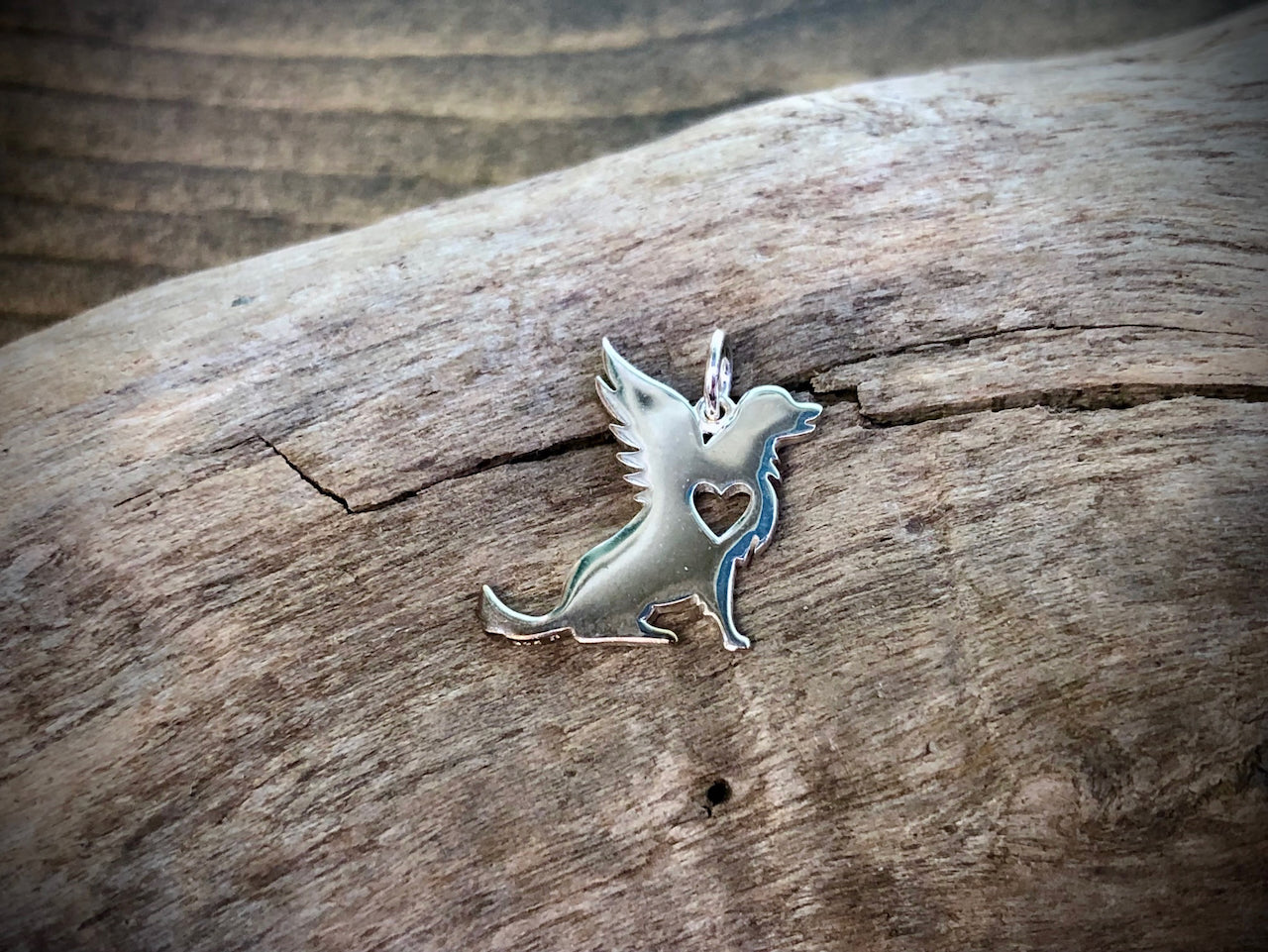 Sterling Angel Dog Charm