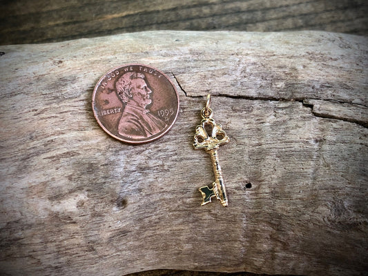 Key with Victorian Crest Charm