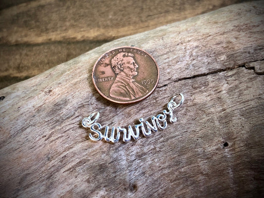 Silver Plated Bronze Cursive Survivor Link