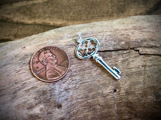 Silver Plated Bronze Key Charm