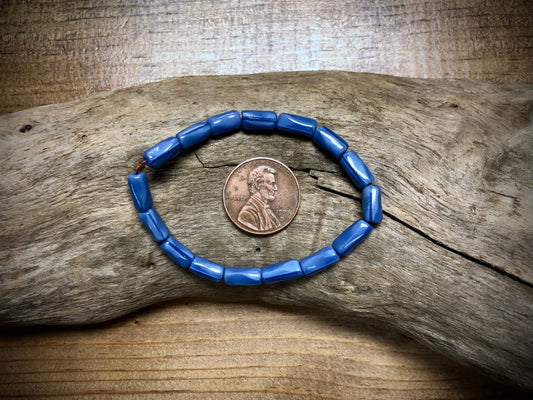 Vintage Czech Glass Strand - Opaque Blue Irregular Tubes
