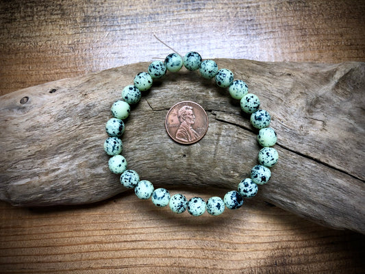 Druk Czech Glass - Mint Green Speckled Rounds - 8mm