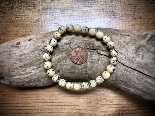 Druk Czech Glass - Beige Speckled Rounds - 8mm