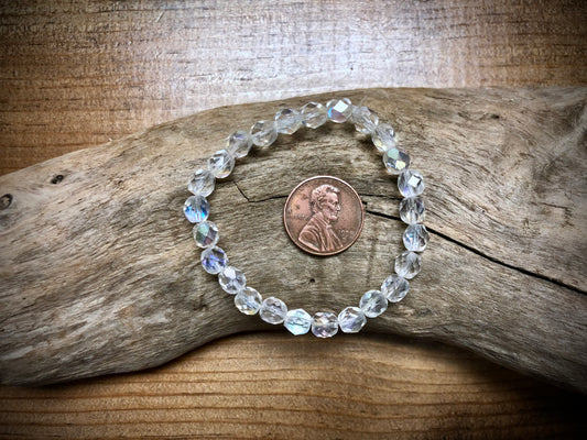 Czech Glass - Fire Polished Clear Faceted Rounds - 6mm