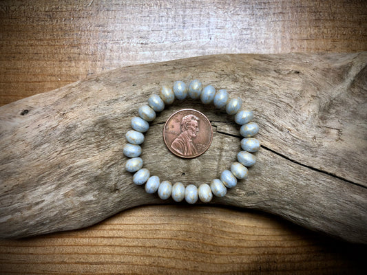 Czech Glass - Matte Slate and Gold Rondelles - 4mm x 7mm