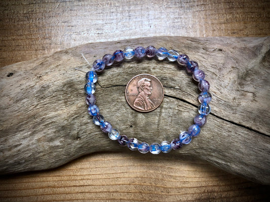 Czech Glass - Light Purple and Clear Melons with Bright Blue Wash - 5mm