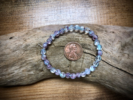 Czech Glass - Light Purple and Clear Melons with Light Blue Wash - 5mm