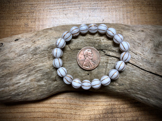 Czech Glass - White Melons with Copper Wash - 8mm
