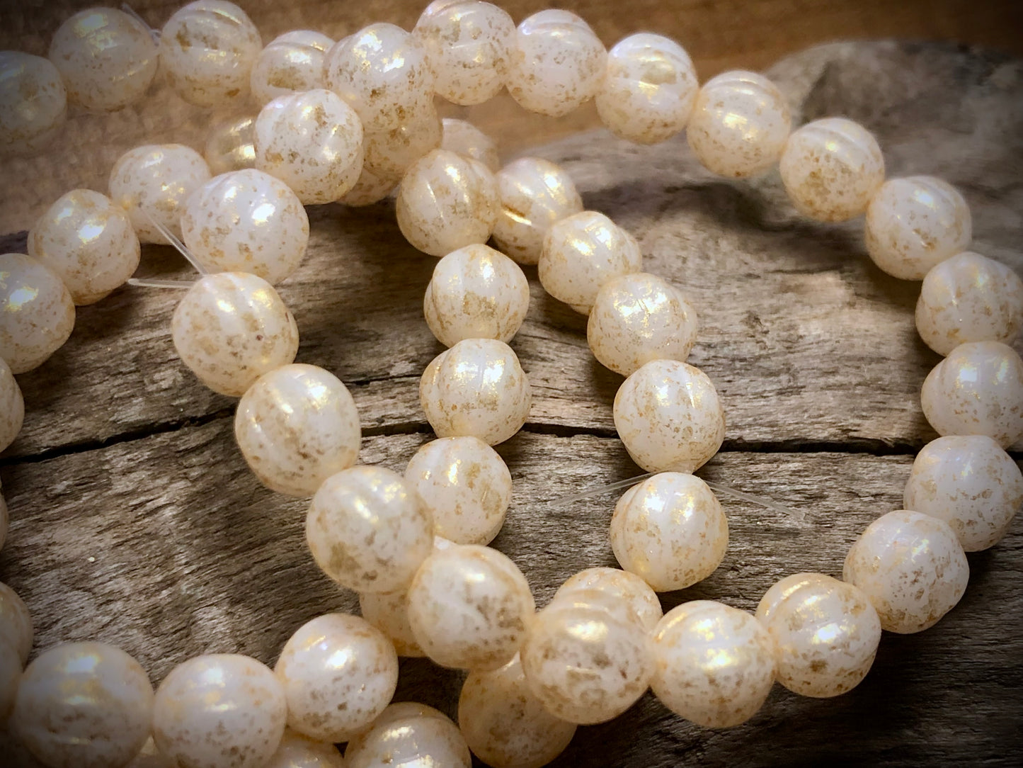 Czech Glass - White Speckled Melons - 8mm