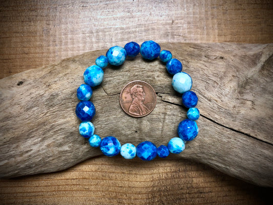 Czech Glass - Faceted Blue & White Rounds - 6mm to 10mm