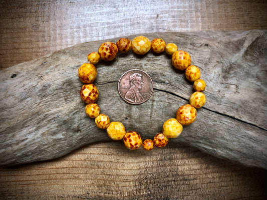 Czech Glass - Faceted Amber & White Rounds - 6mm to 10mm