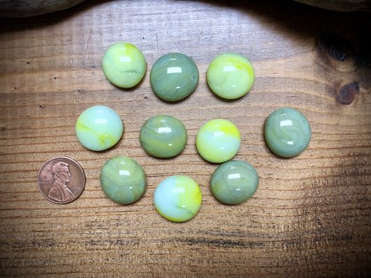 Atomic Buttons 10 Pack - Sage & Lime Green Mix