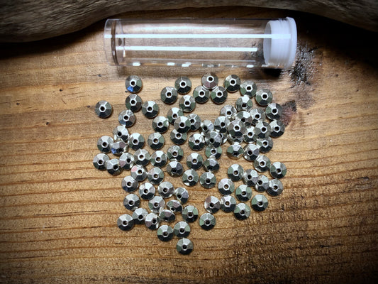 Pewter Spacers Set - 3mm x 6mm Faceted Saucers