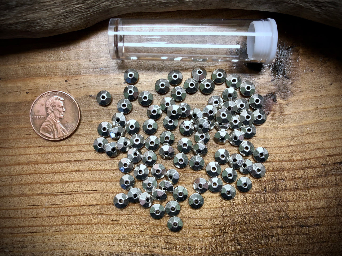 Pewter Spacers Set - 3mm x 6mm Faceted Saucers