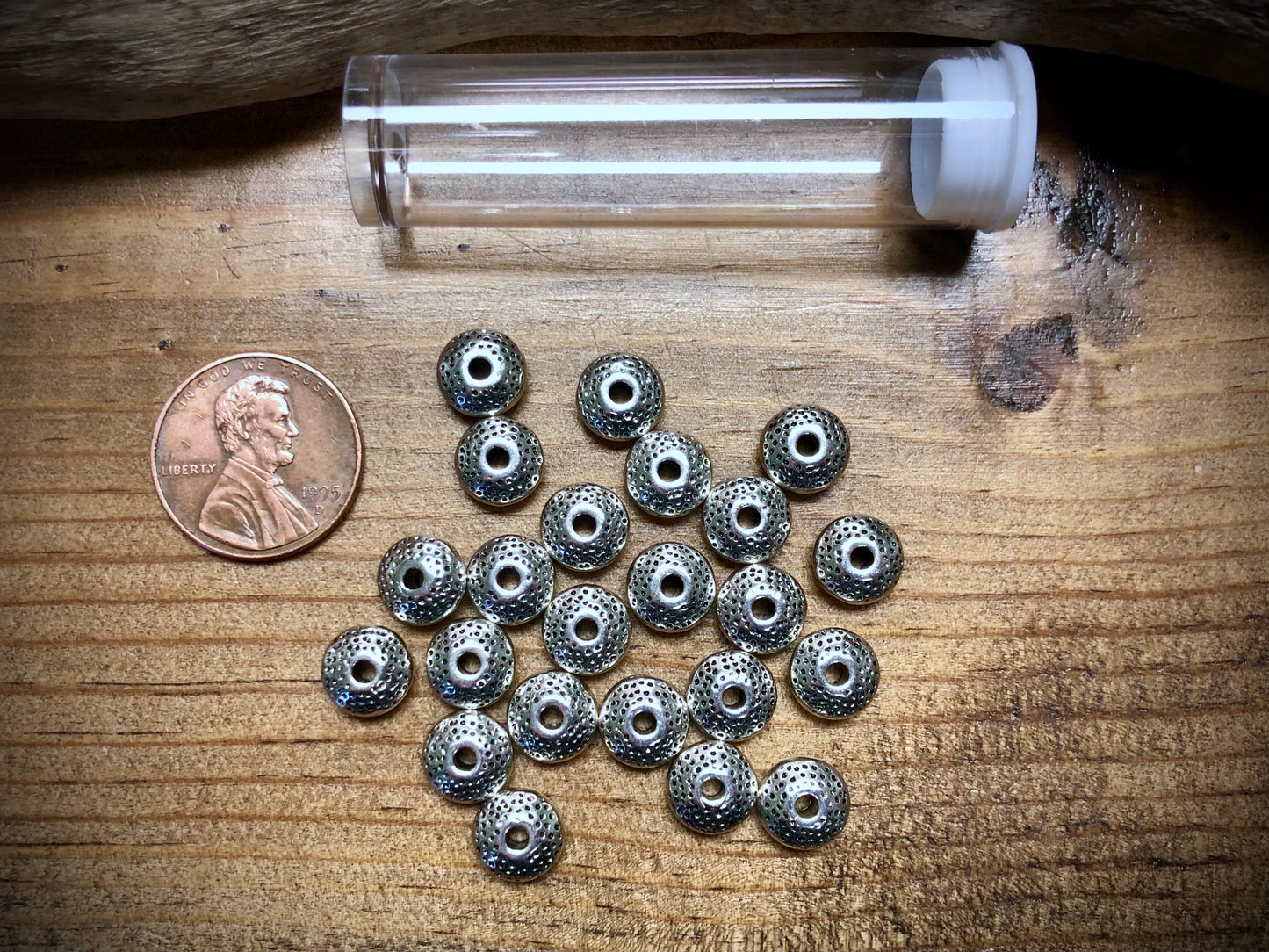 Pewter Spacers Set - 4mm x 8mm Dotted Saucers