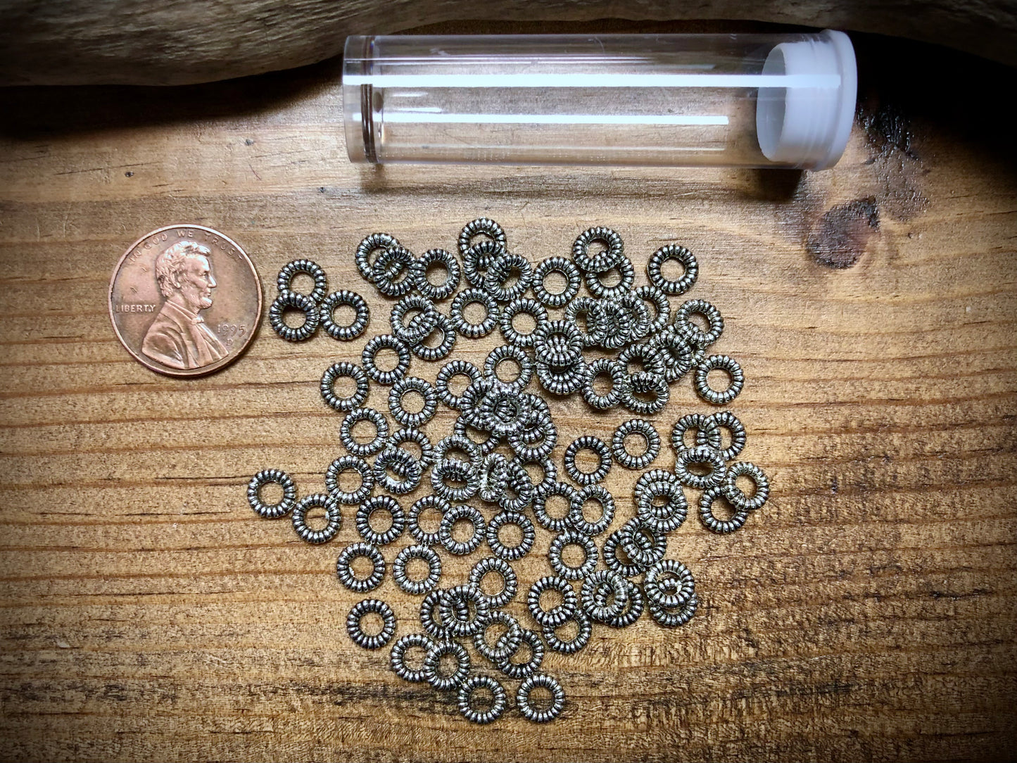 Pewter Spacers Set - 1mm x 6mm Large Hole Textured Donuts