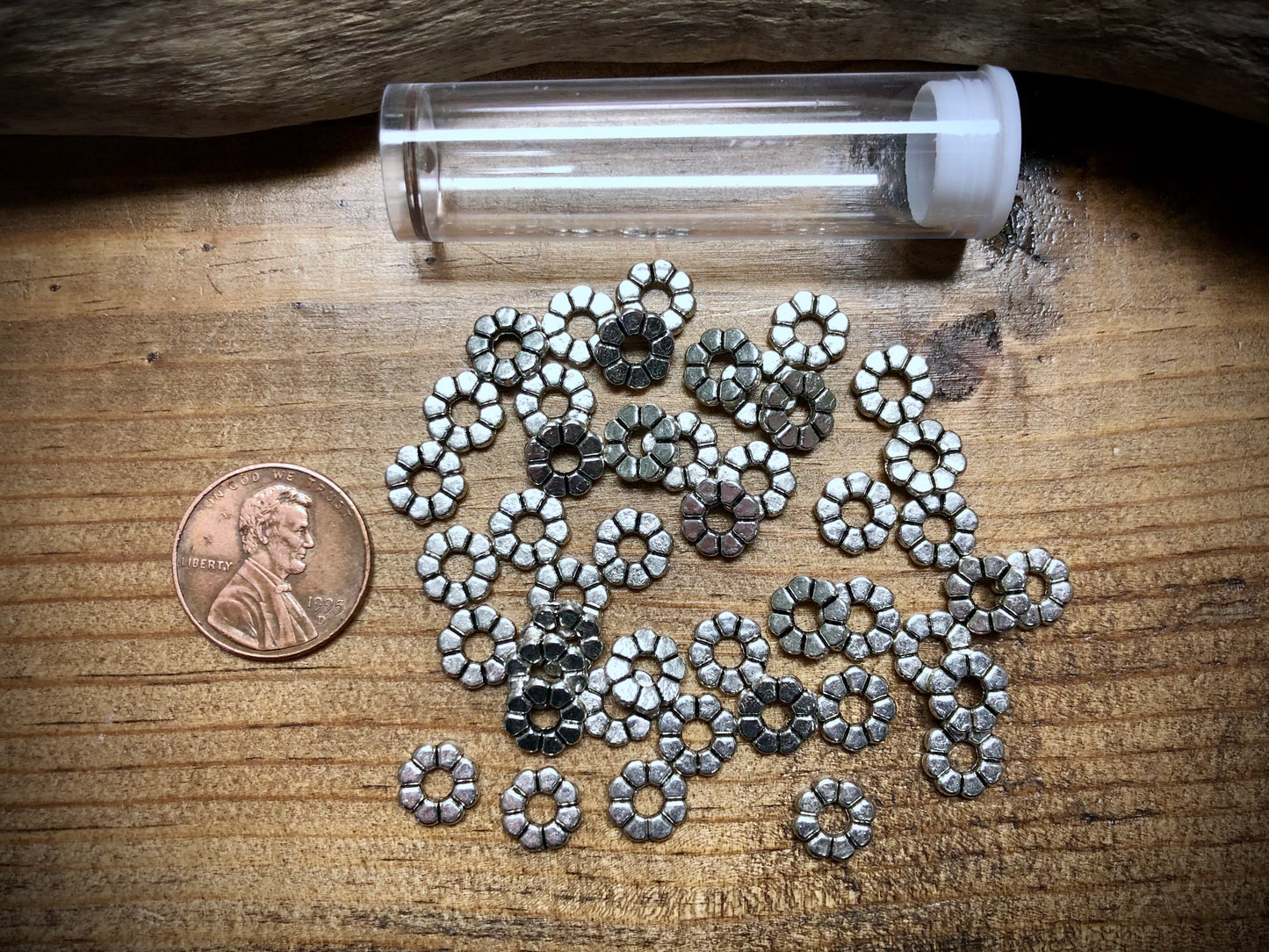 Pewter Spacers Set - 2mm x 8mm Flat Daisies