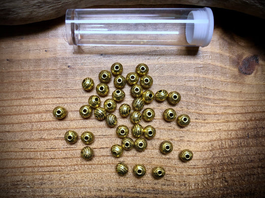 Gold Tone Pewter Spacers Set - 6mm Textured Rounds