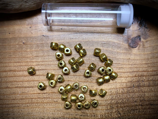 Gold Tone Pewter Spacers Set - 5mm Patterned Cubes
