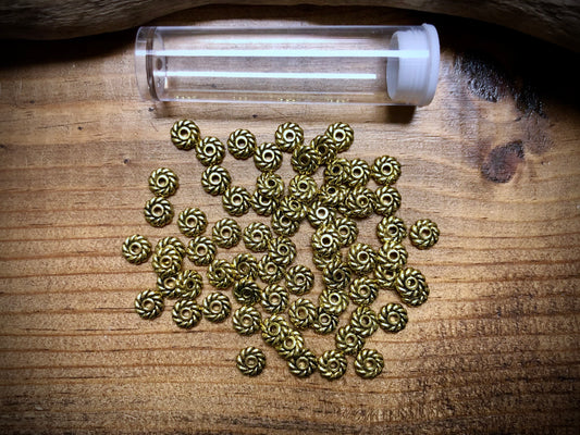 Gold Tone Pewter Spacers Set - 2mm x 6mm Flat Pinwheels