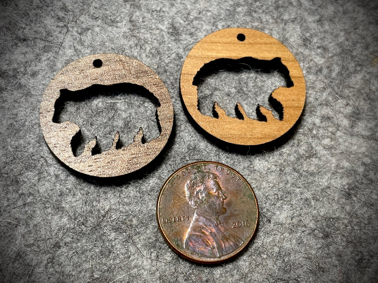 Mini Wooden Pendant/Charm—Bear Cut-Out