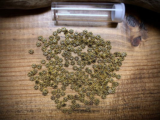 Gold Tone Pewter Spacers Set - 1mm x 4mm Daisies