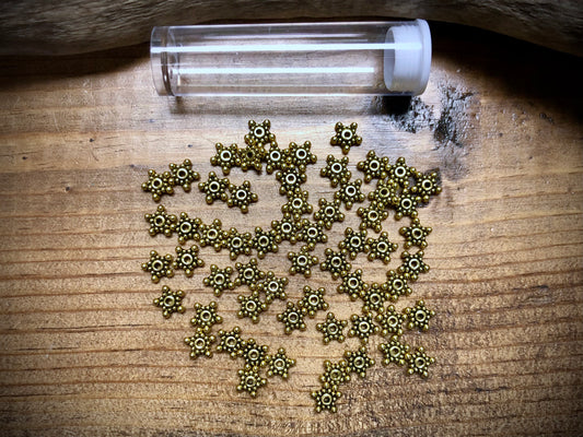 Gold Tone Pewter Spacers Set - 2mm x 7mm Ball Stars