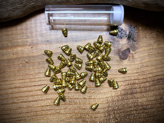 Gold Tone Pewter Spacers Set - 4mm x 6mm Swirl Cones