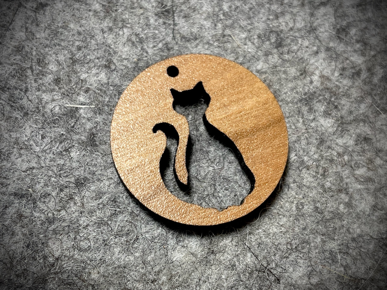 Mini Wooden Pendant/Charm—Cat Cut-Out