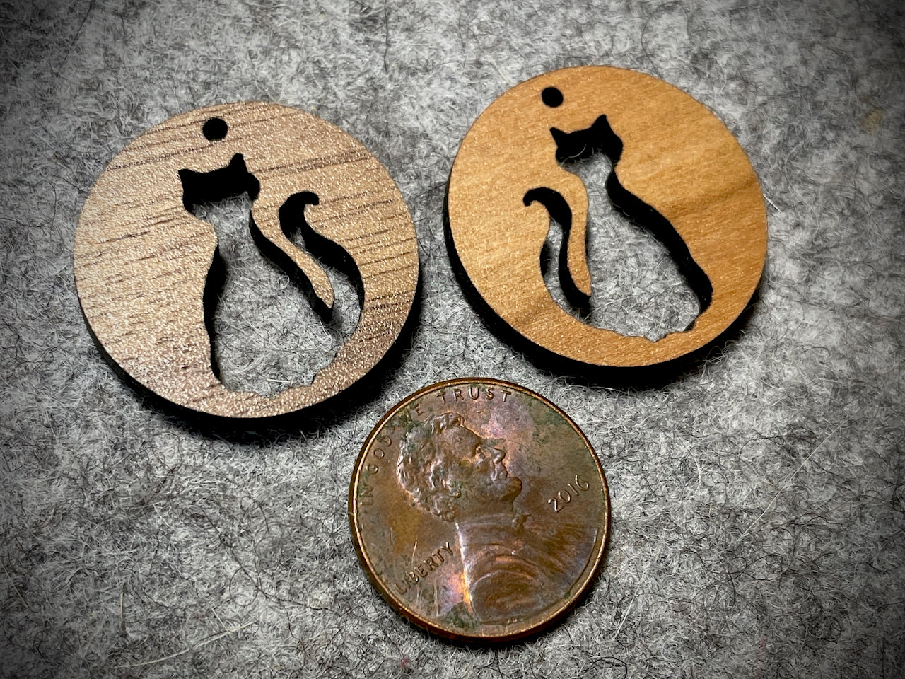 Mini Wooden Pendant/Charm—Cat Cut-Out