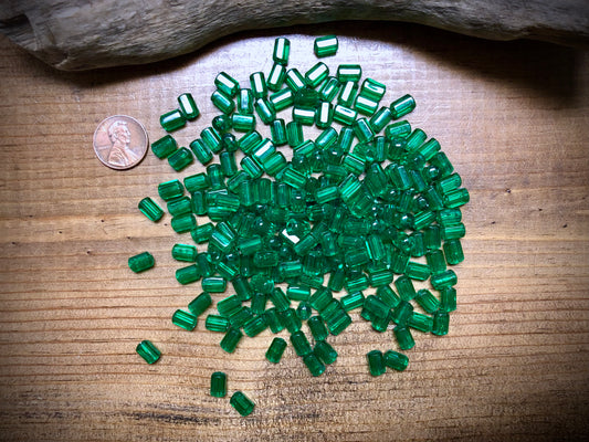 Vintage Plastic Green Octagon Tube Bead Lot