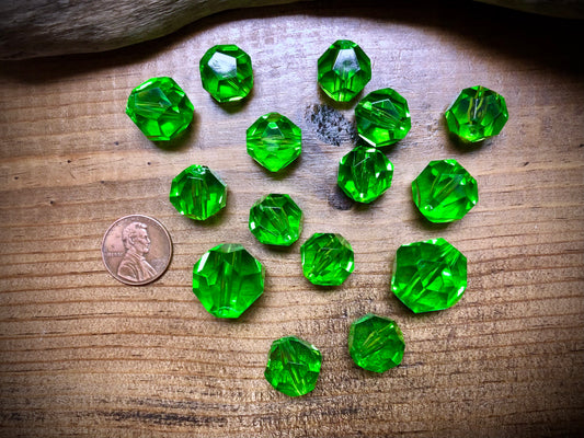 Vintage Plastic Green Faceted Bead Lot