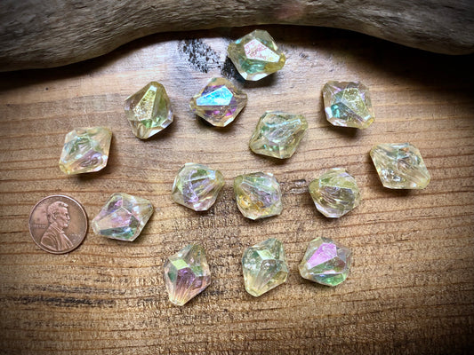 Plastic Crystal Aurora Borealis Bead Lot - 19mm x 14mm