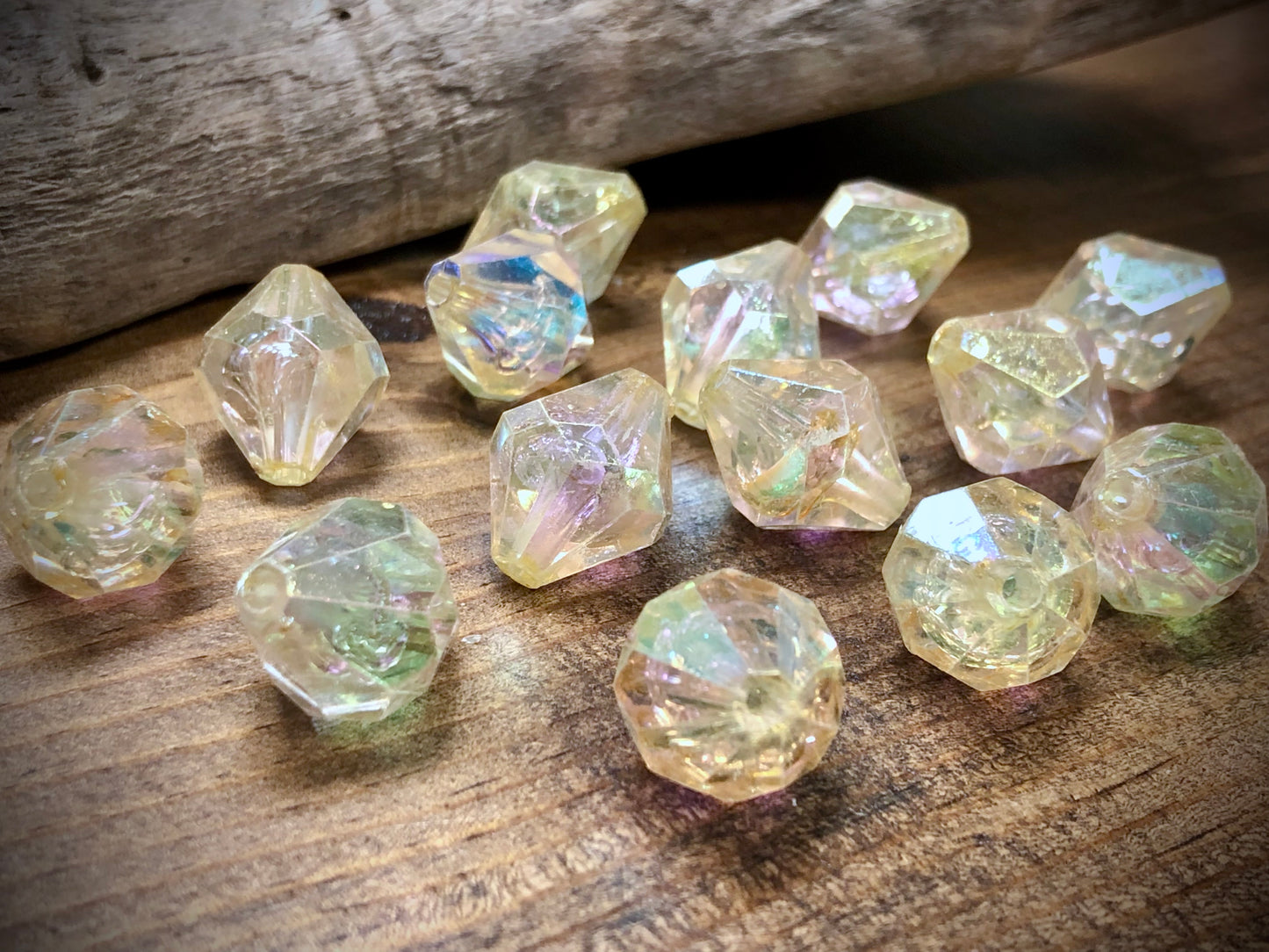 Plastic Crystal Aurora Borealis Bead Lot - 19mm x 14mm