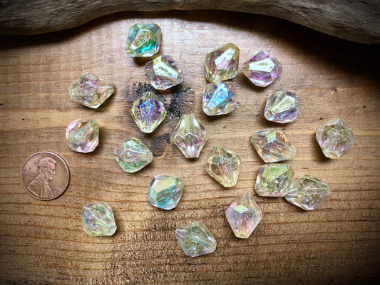 Plastic Crystal Aurora Borealis Bead Lot - 16mm x 13mm