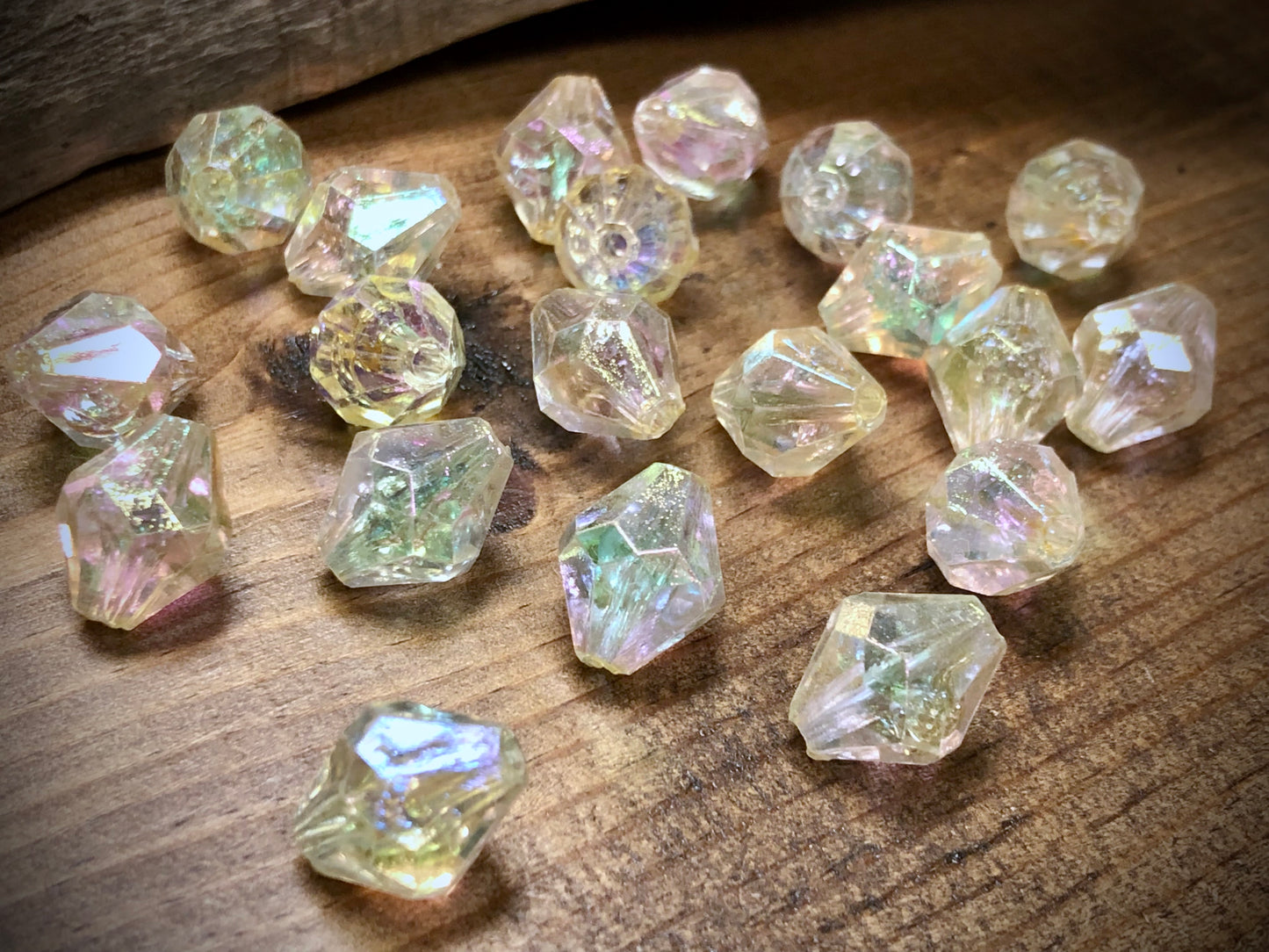 Plastic Crystal Aurora Borealis Bead Lot - 16mm x 13mm
