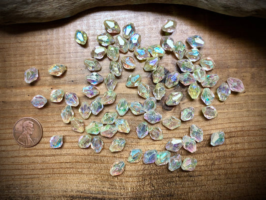 Plastic Crystal Aurora Borealis Bead Lot - 12mm x 8mm