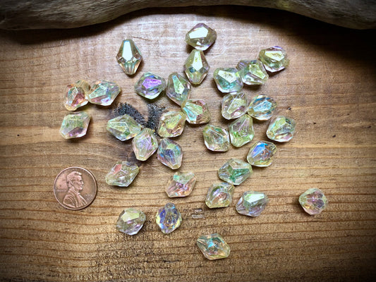 Plastic Crystal Aurora Borealis Bead Lot - 15mm x 11mm